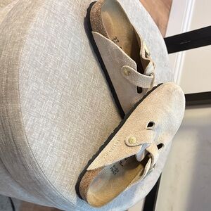 Birkenstock Light Brown Suede Slip-On Sandals